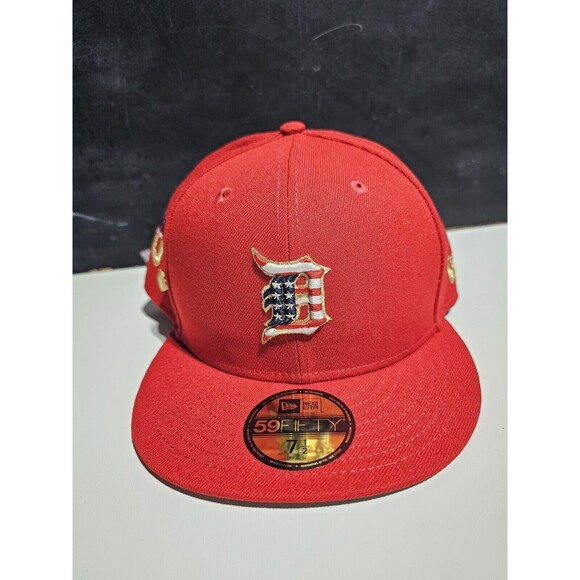 New MLB Baseball Detroit Tigers USA RED  4th Of July New Era 59fifty 7 1/2 HAT - Picture 7 of 7